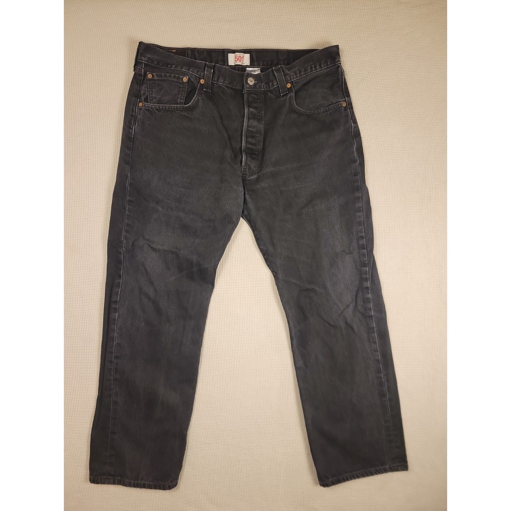 Levis Original Mens Black Denim 38 x 30 (36 x 28.5) 501 XX Straight Leg Button
